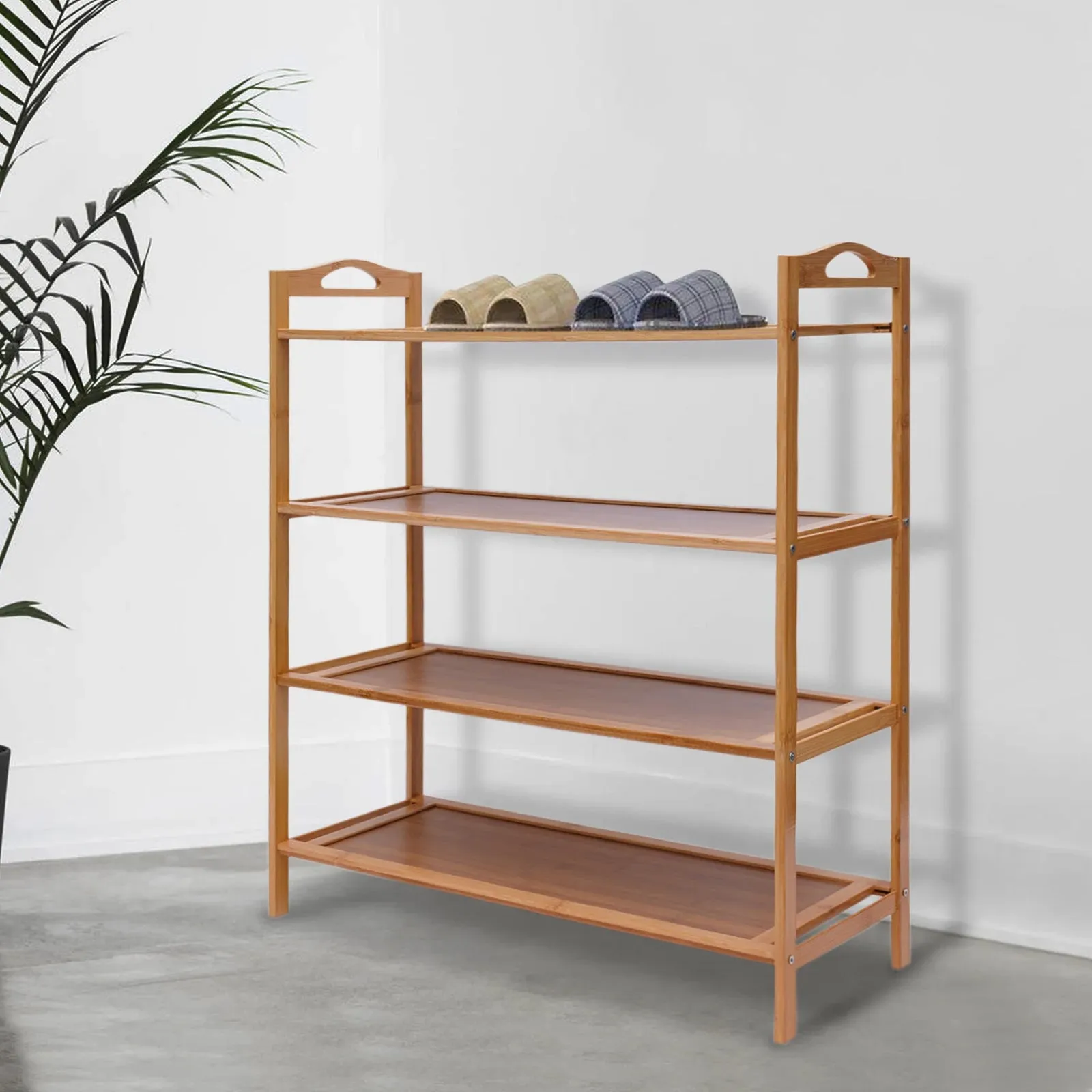 4-Tier Bamboo Shoe Rack with 23.6 Inch Width for Living Room, Bedroom, and Entryway