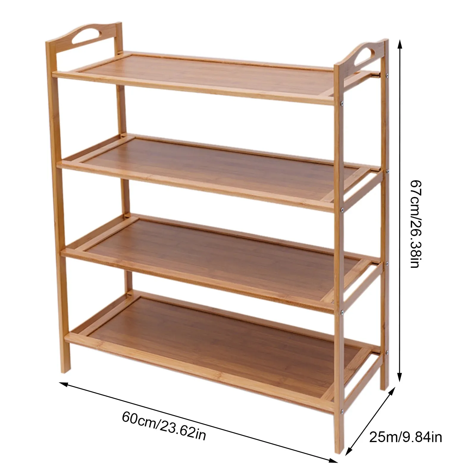 4-Tier Bamboo Shoe Rack with 23.6 Inch Width for Living Room, Bedroom, and Entryway