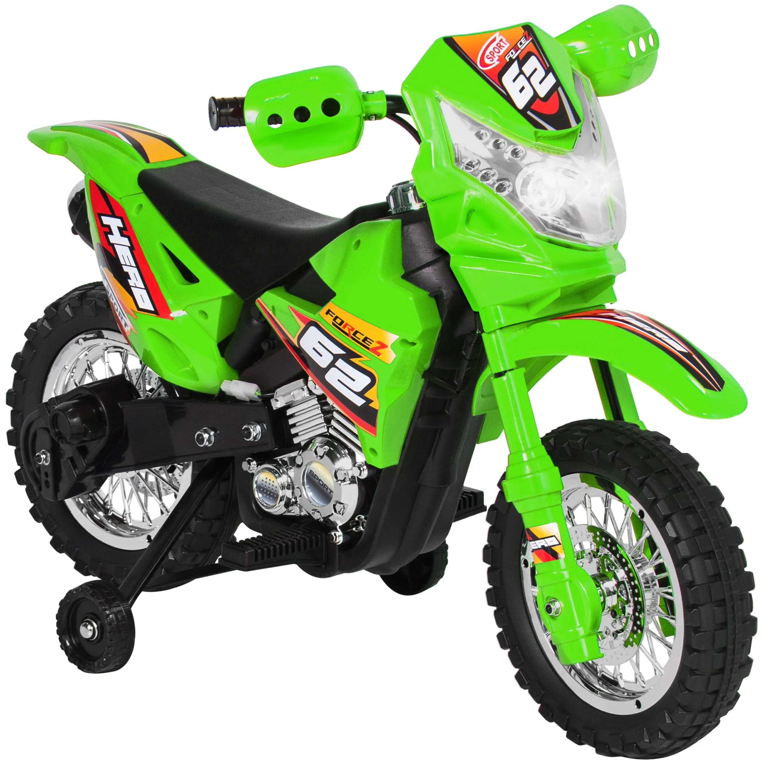 6V Kids Electric Ride-On Motorcycle Toy w/ Training Wheels, Lights, Music