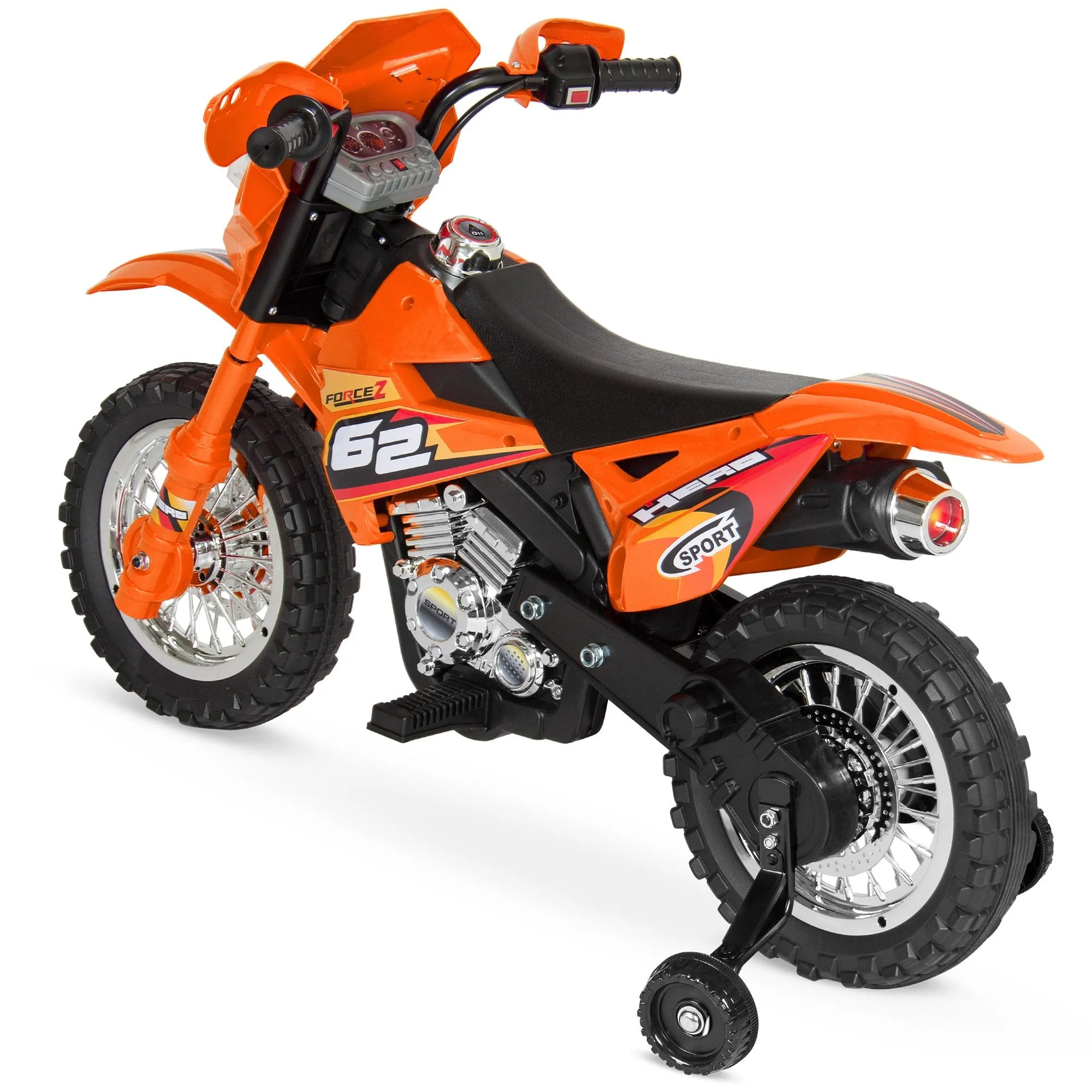 6V Kids Electric Ride-On Motorcycle Toy w/ Training Wheels, Lights, Music