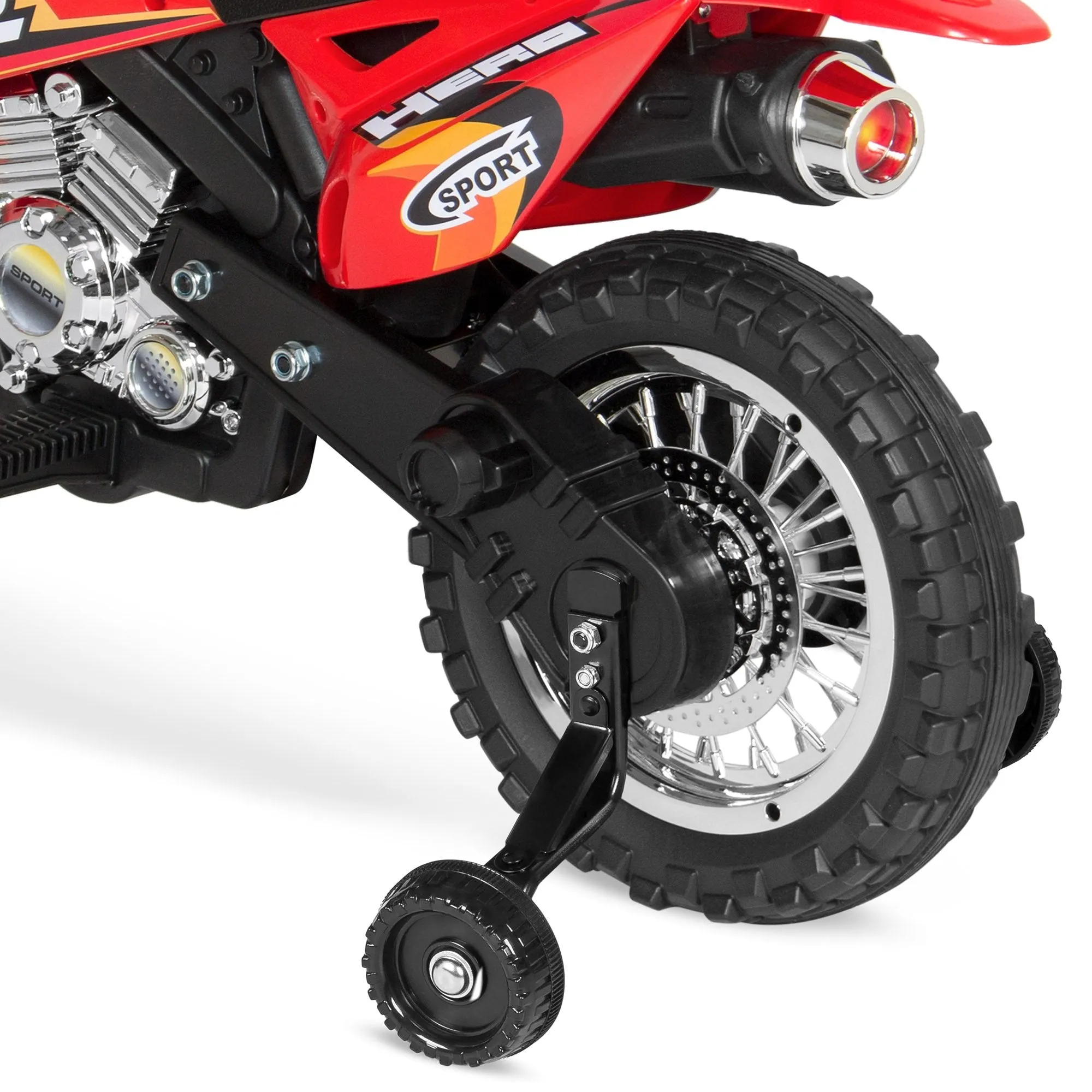 6V Kids Electric Ride-On Motorcycle Toy w/ Training Wheels, Lights, Music