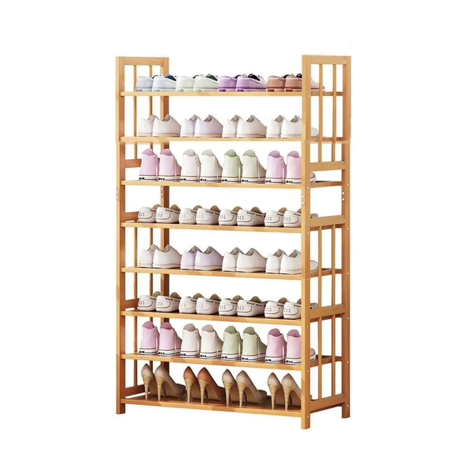 8-Tier Bamboo Shoe Rack Shoe Storage Organizer