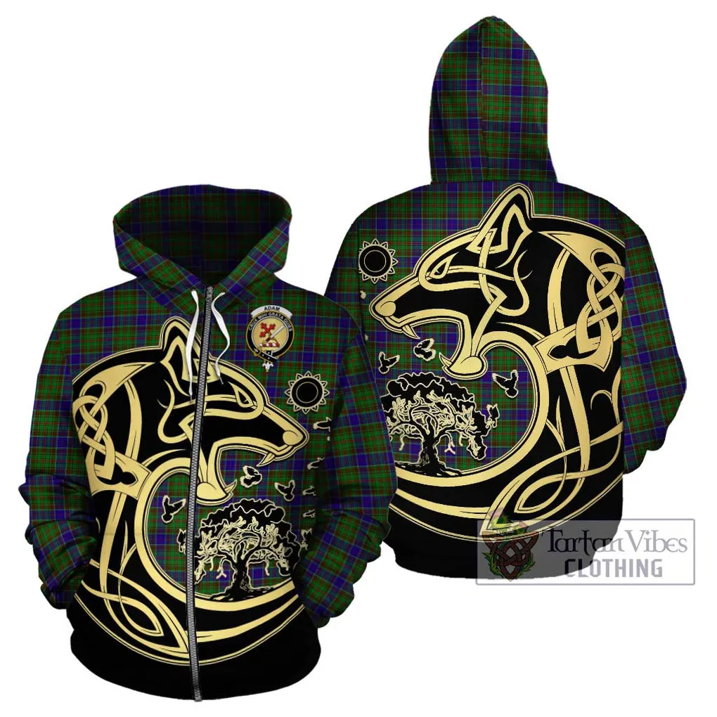 Adam Tartan Hoodie with Family Crest Celtic Wolf Style