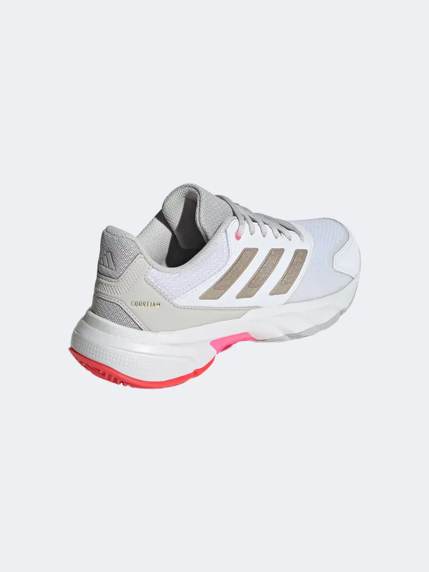 Adidas Courtjam Control 3 Women Tennis Shoes White/Metallic/Red