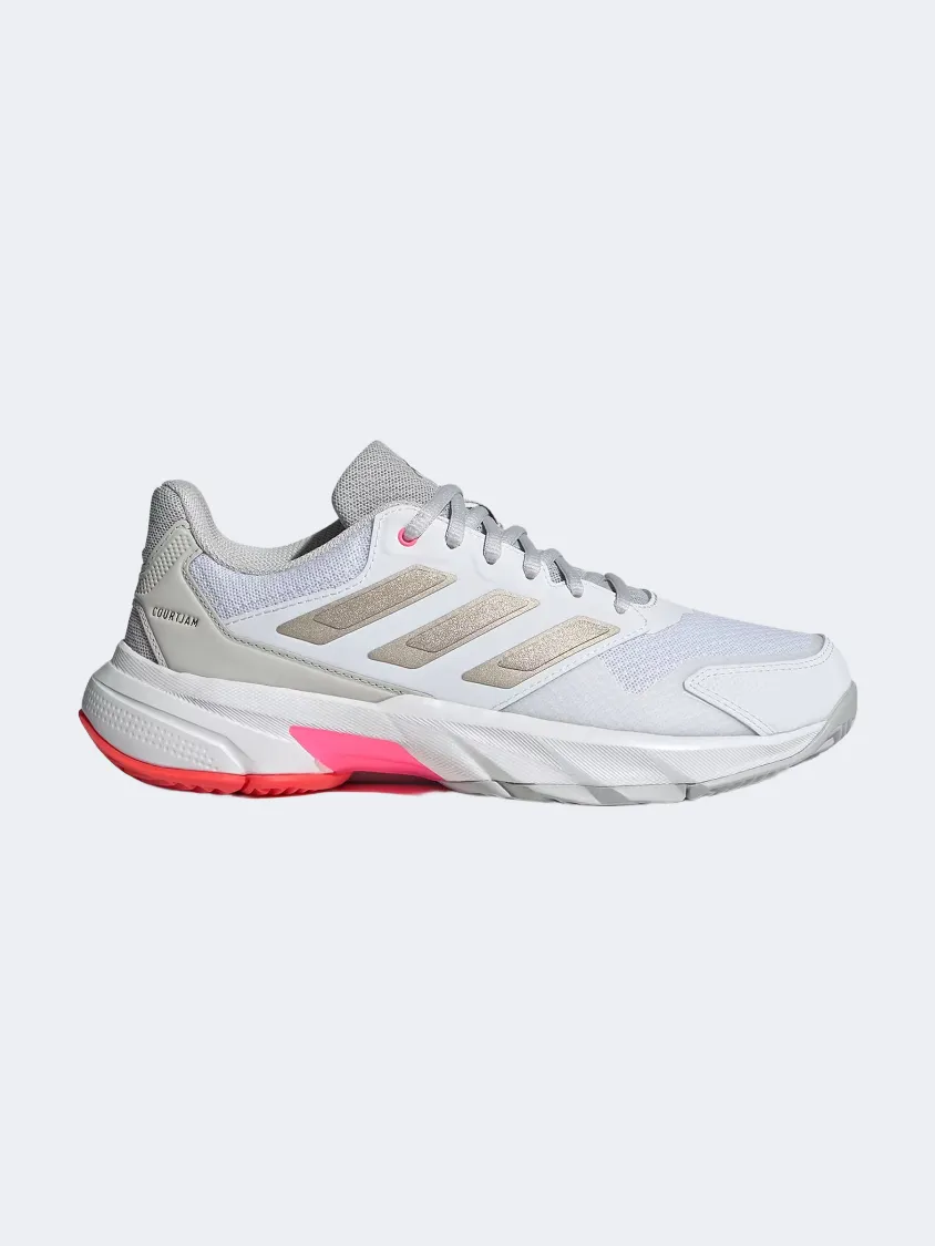 Adidas Courtjam Control 3 Women Tennis Shoes White/Metallic/Red