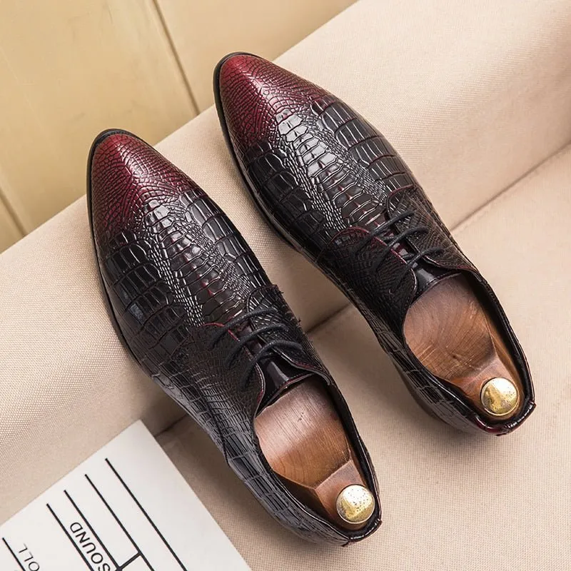 AlliLuxe Chic Alligator Lace Up Dress Shoes