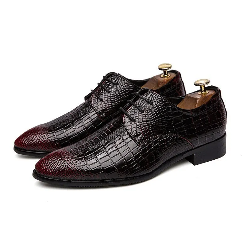 AlliLuxe Chic Alligator Lace Up Dress Shoes