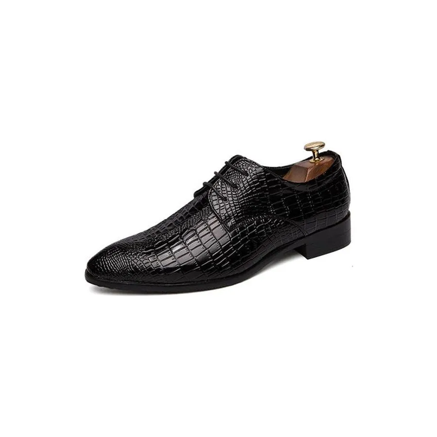 AlliLuxe Chic Alligator Lace Up Dress Shoes