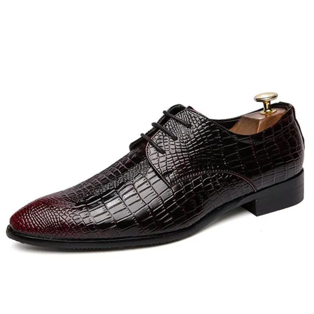 AlliLuxe Chic Alligator Lace Up Dress Shoes