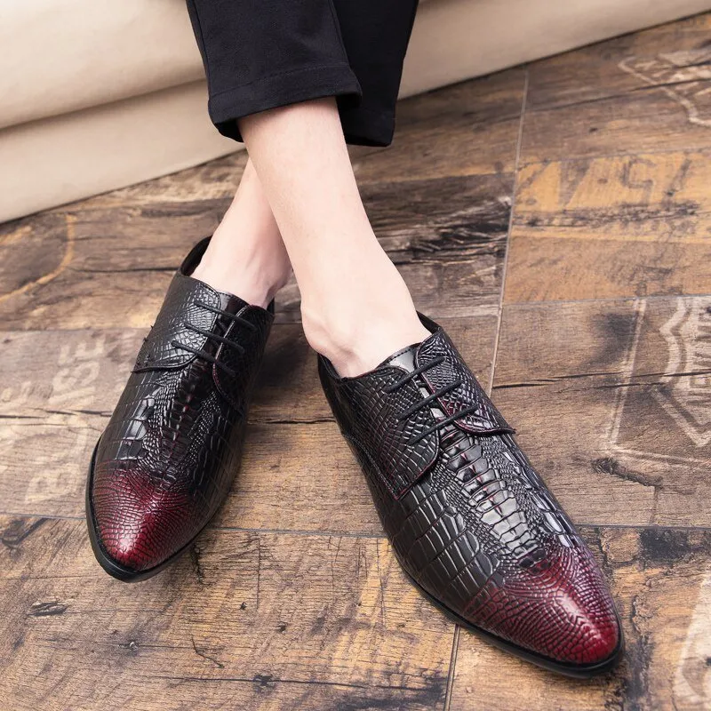 AlliLuxe Chic Alligator Lace Up Dress Shoes