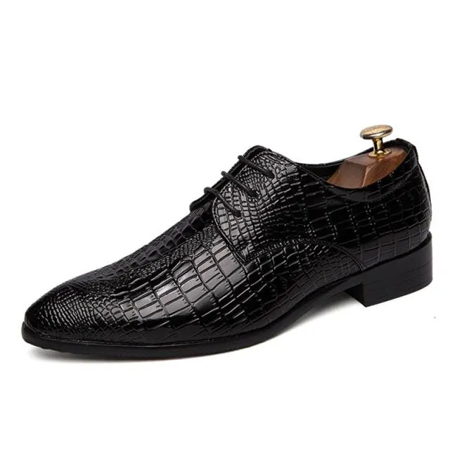 AlliLuxe Chic Alligator Lace Up Dress Shoes