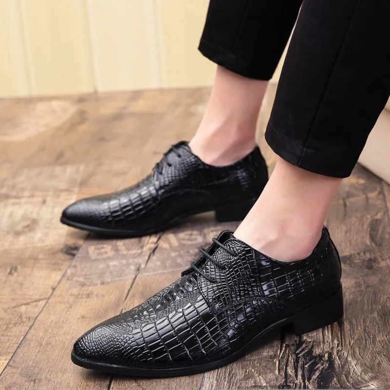 AlliLuxe Chic Alligator Lace Up Dress Shoes