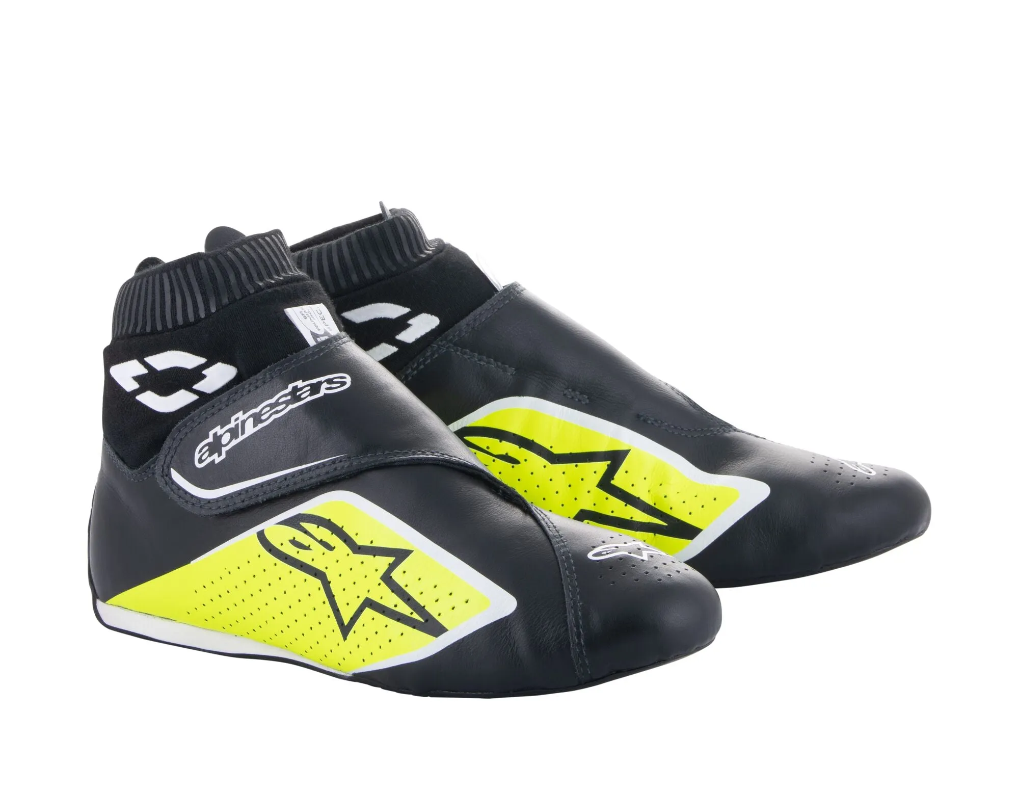 ALPINESTARS 2716022_158_10,5 SUPERMONO V2 Racing shoes, FIA 8856-2018, black/yellow fluo/white, Size 43,5