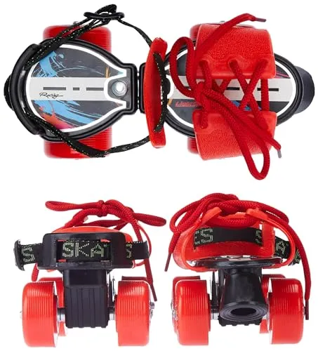 Amazon Brand - Symactive Roller Skates Combo Kit, Ultra-Durable, Adjustable, for 6 to 14 Years (Unisex, Red Skates with Knee Guard, Elbow Guard, Wrist Guard, Key)