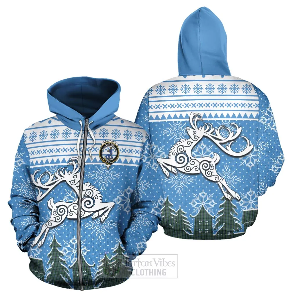 Arbuthnot Clan Christmas Hoodie Celtic Reindeer Style