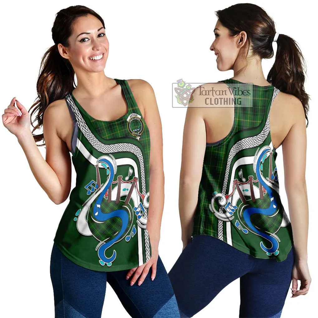 Arthur Tartan Women's Racerback Tanks with Epic Bagpipe Style