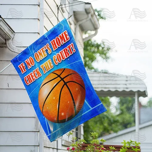 At The Basketball Court Double Sided House Flag