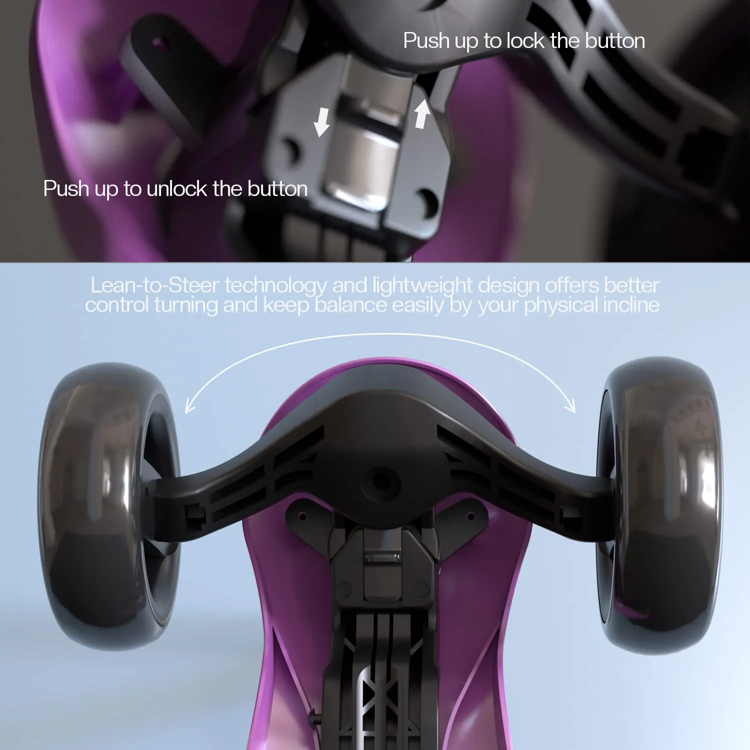 Baybee Alpha Kick Scooter for Kids, Smart 3 Wheel Kids Scooter with 4 Height Adjustable Handle, Runner Scooter with Led PU Wheels & Brake, Skate Scooter for Kids 3 to 10 Years Boys Girls (Violet)