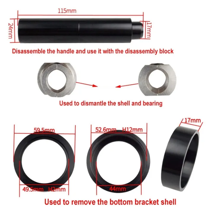 BIKERSAY BT040S3 Bicycle Press-in Type Axis Bracket Static Installation Removal Tool Set, Simple Edition