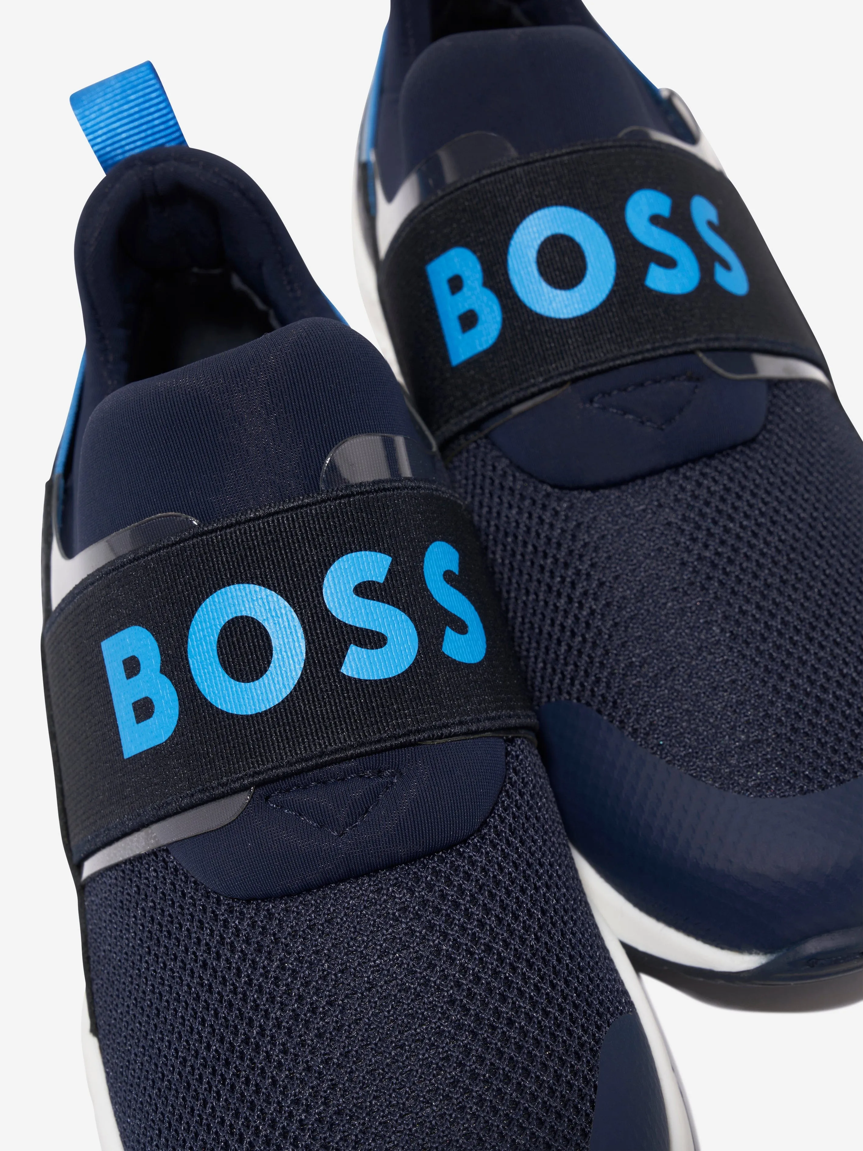 BOSS Boys Slip on Logo Trainers in Navy