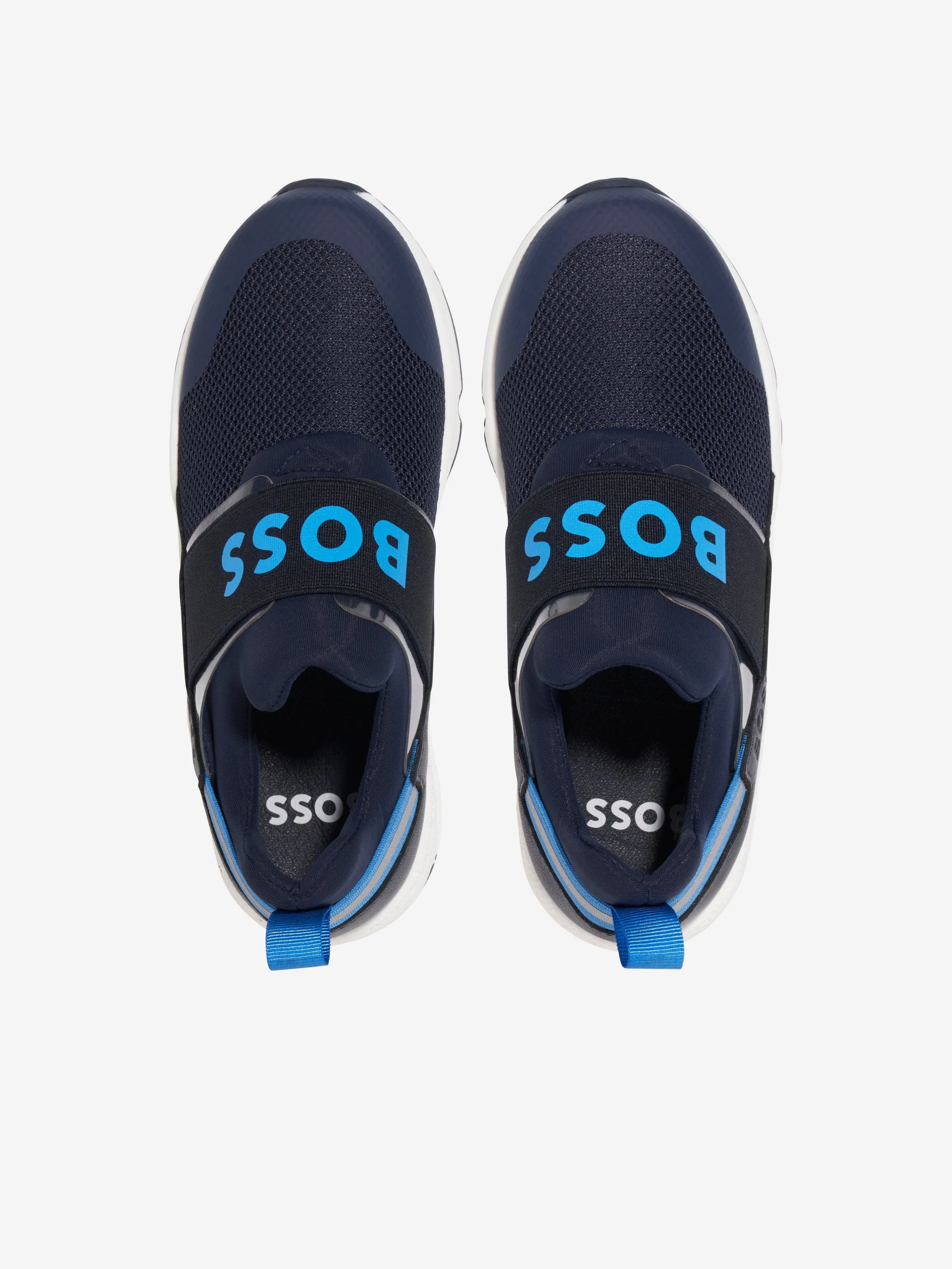 BOSS Boys Slip on Logo Trainers in Navy