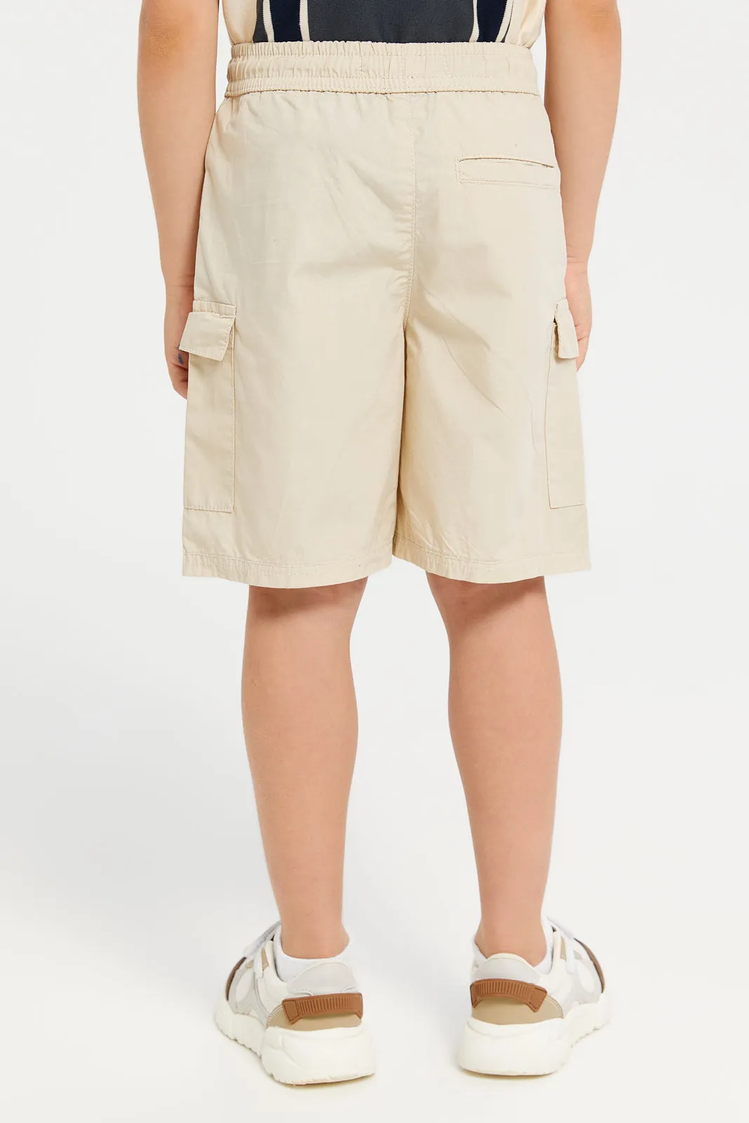 Boys Beige Cargo Pocket Shorts