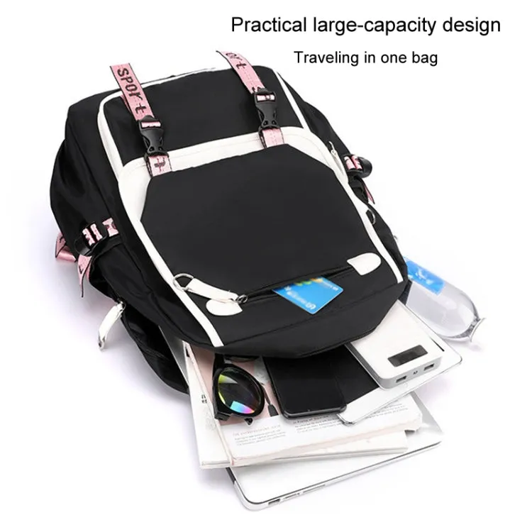 Casual Outdoor Traveling Backpack Schoolbag Simple Multi-Layer Computer Double Shoulder Bag(Black With Blue)