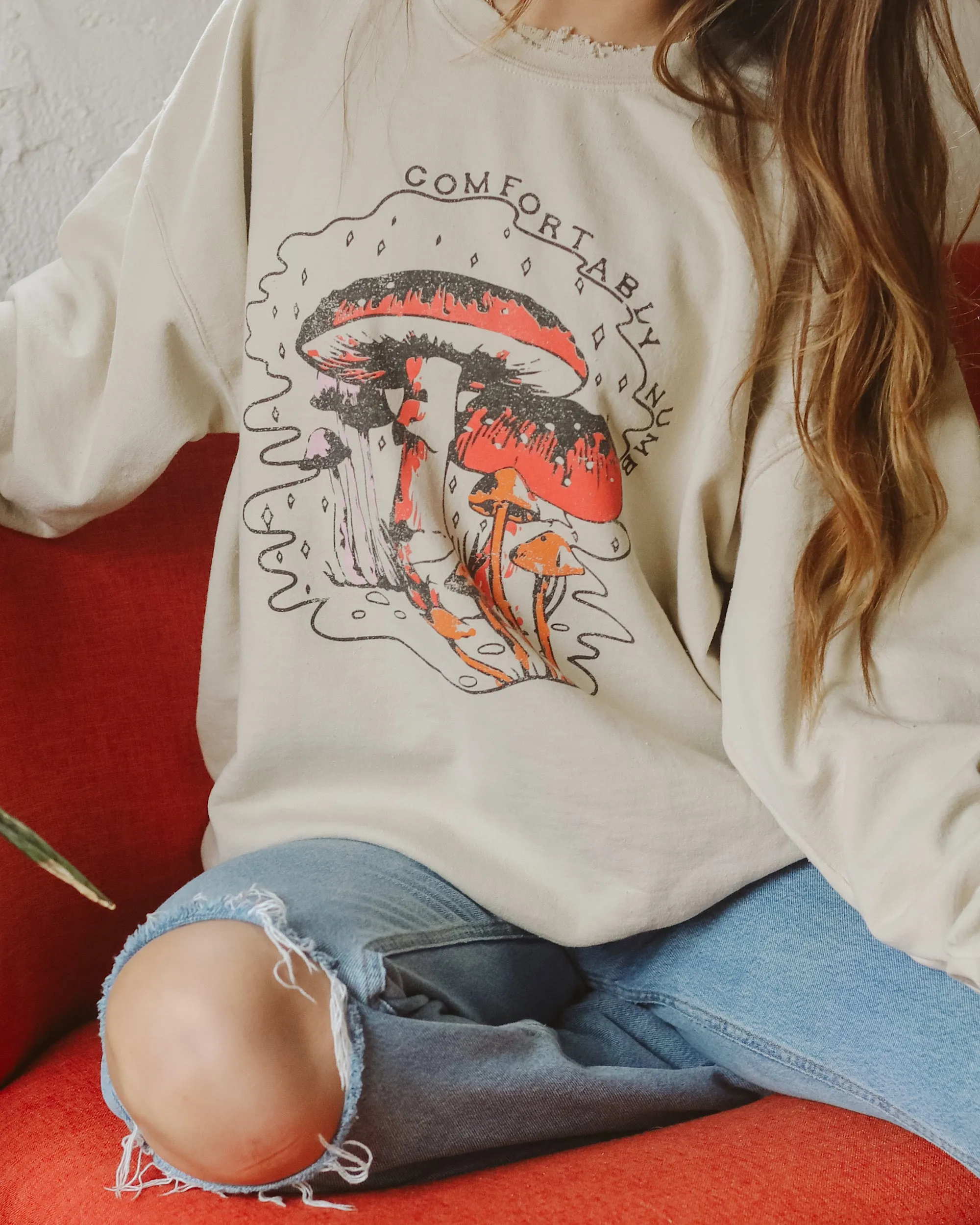 Comfortably Numb Sand Thrifted Sweatshirt