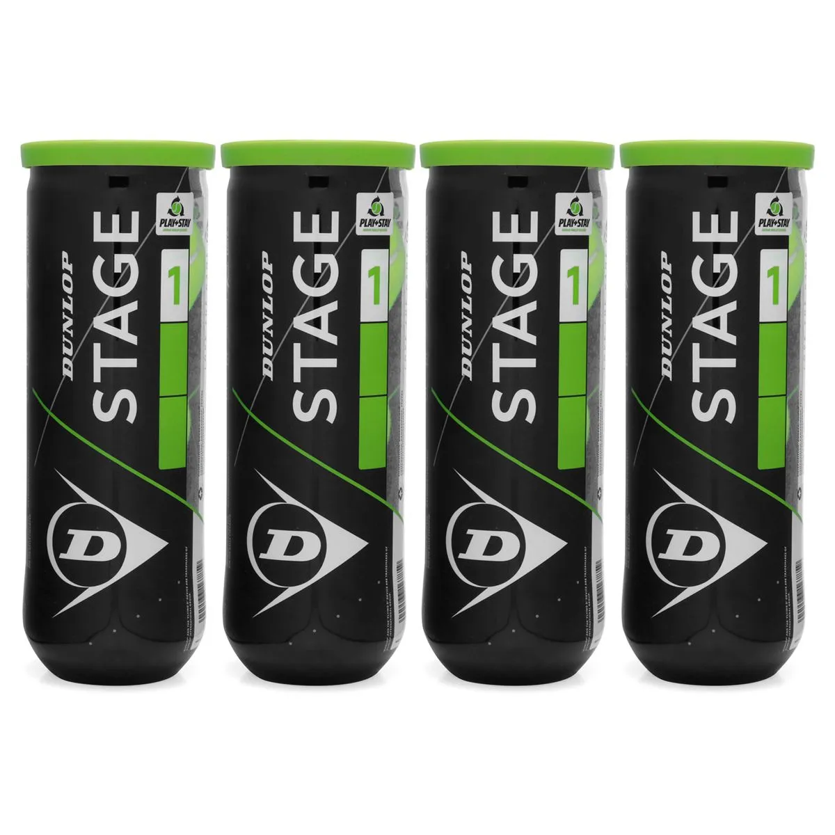 Dunlop Stage 1 Green Tennis Balls - Pack of 4 (Total 12 Balls)