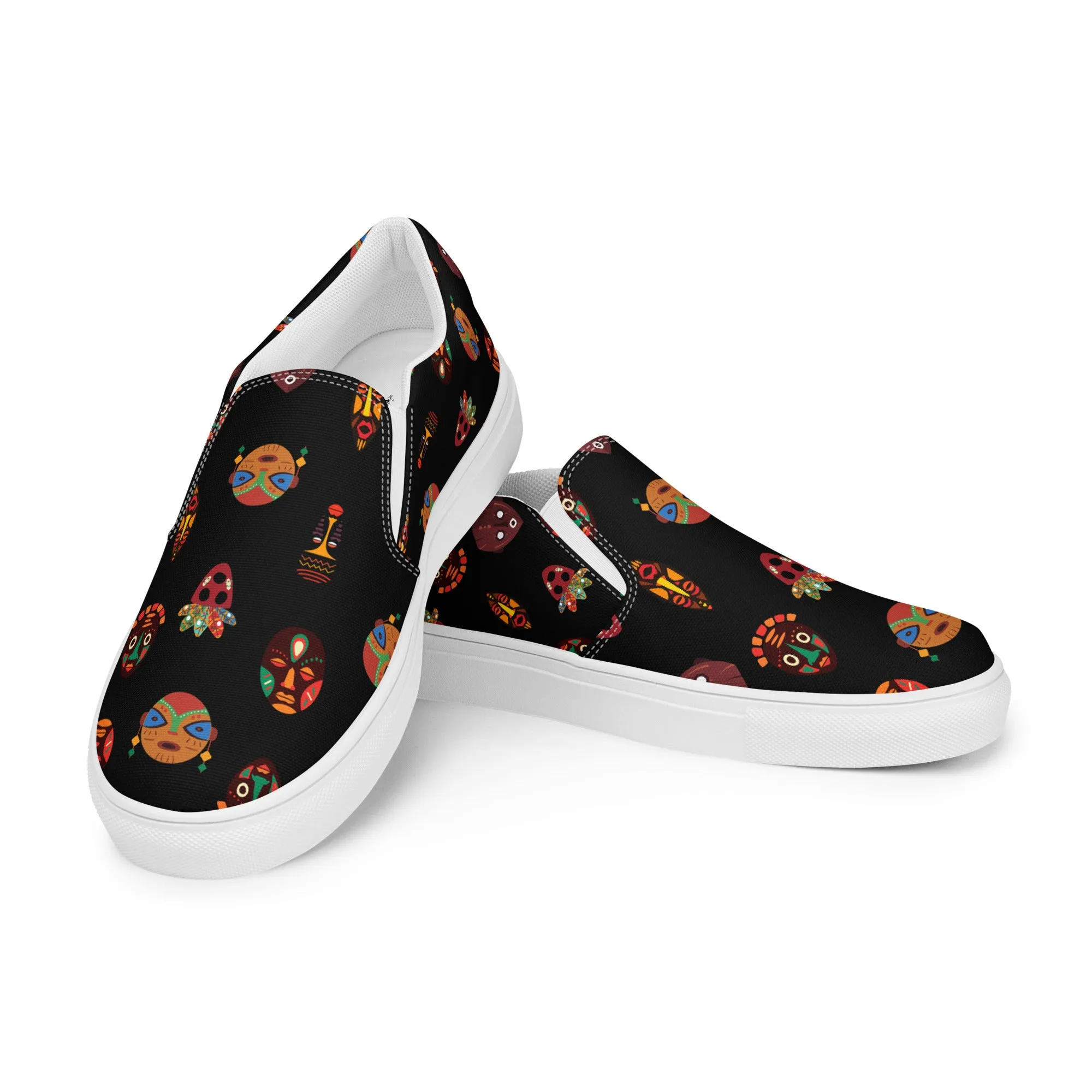 Duro Midnight Tribal Palm Print Women’s Slip-On Canvas Shoes