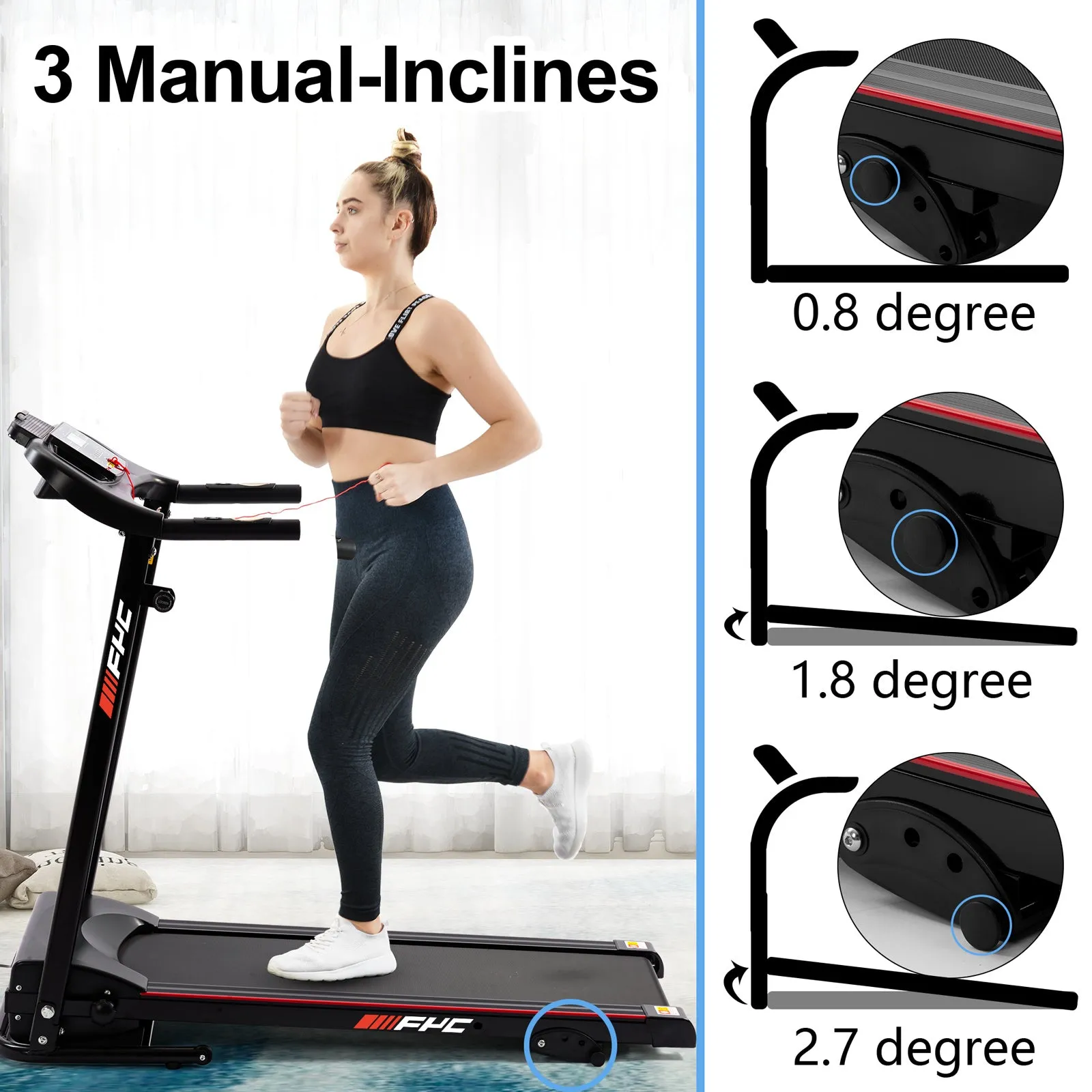 Folding Treadmills for Home with Bluetooth and Incline; Portable Running Machine Electric Compact Treadmills Foldable for Exercise Home Gym Fitness Walking Jogging