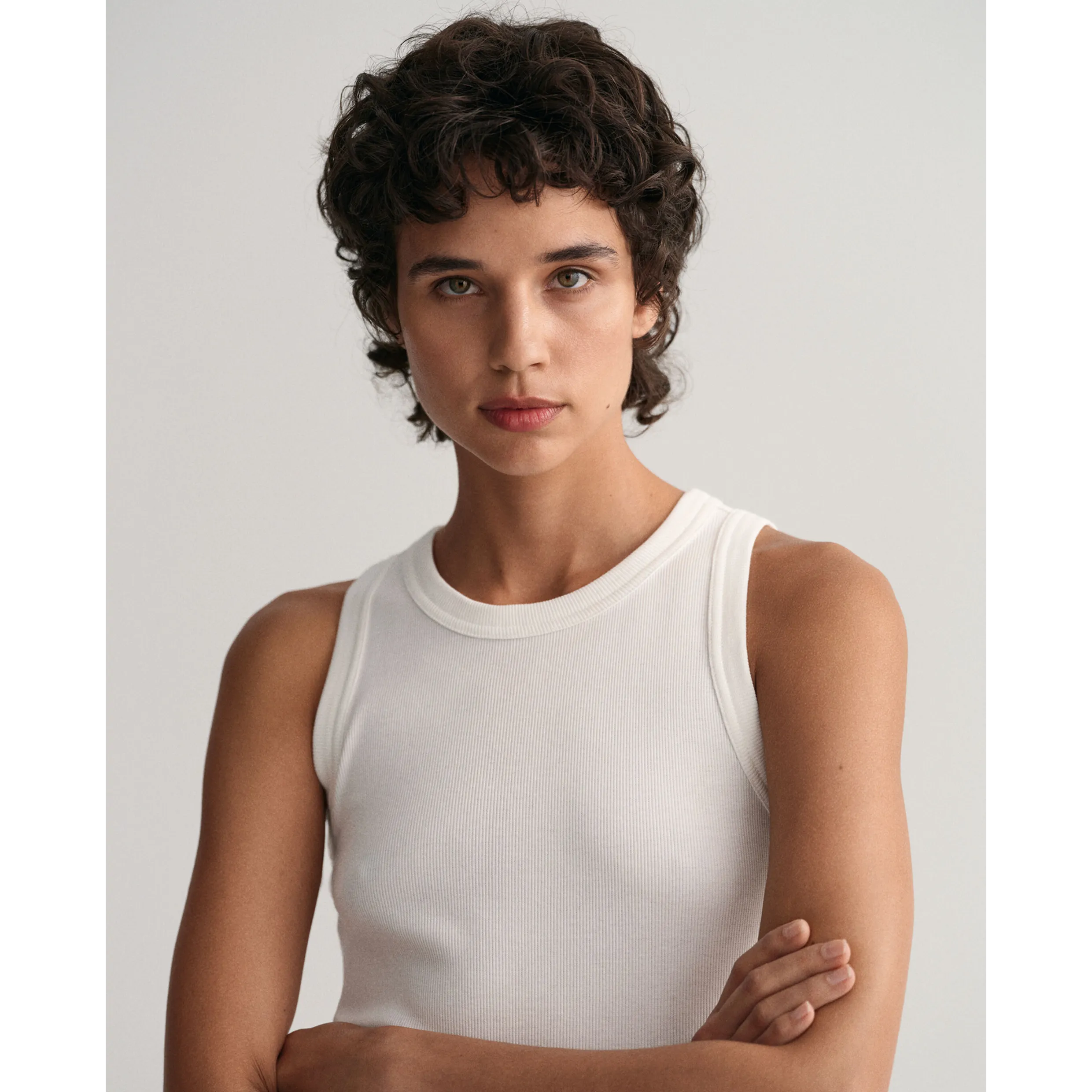 GANT Highneck Rib Tank In White 1407