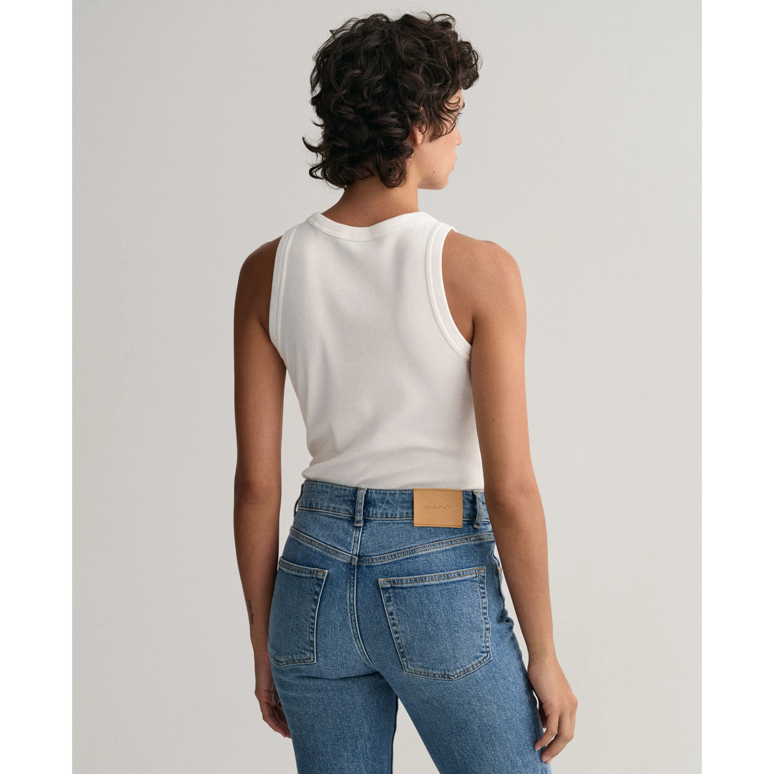 GANT Highneck Rib Tank In White 1407