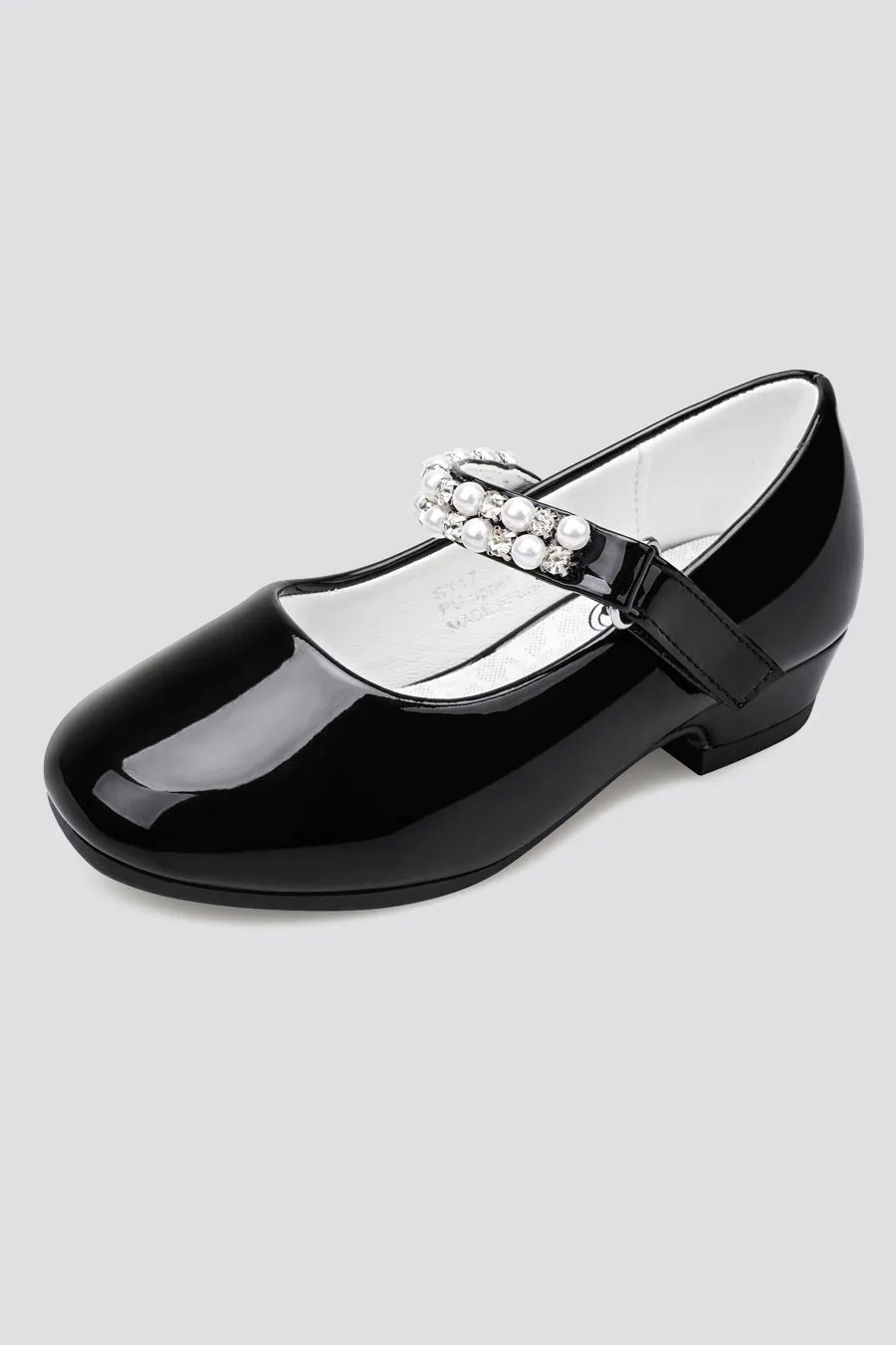 Girls Pearl and diamond strap Low Heel Mary Jane Dress Shoes