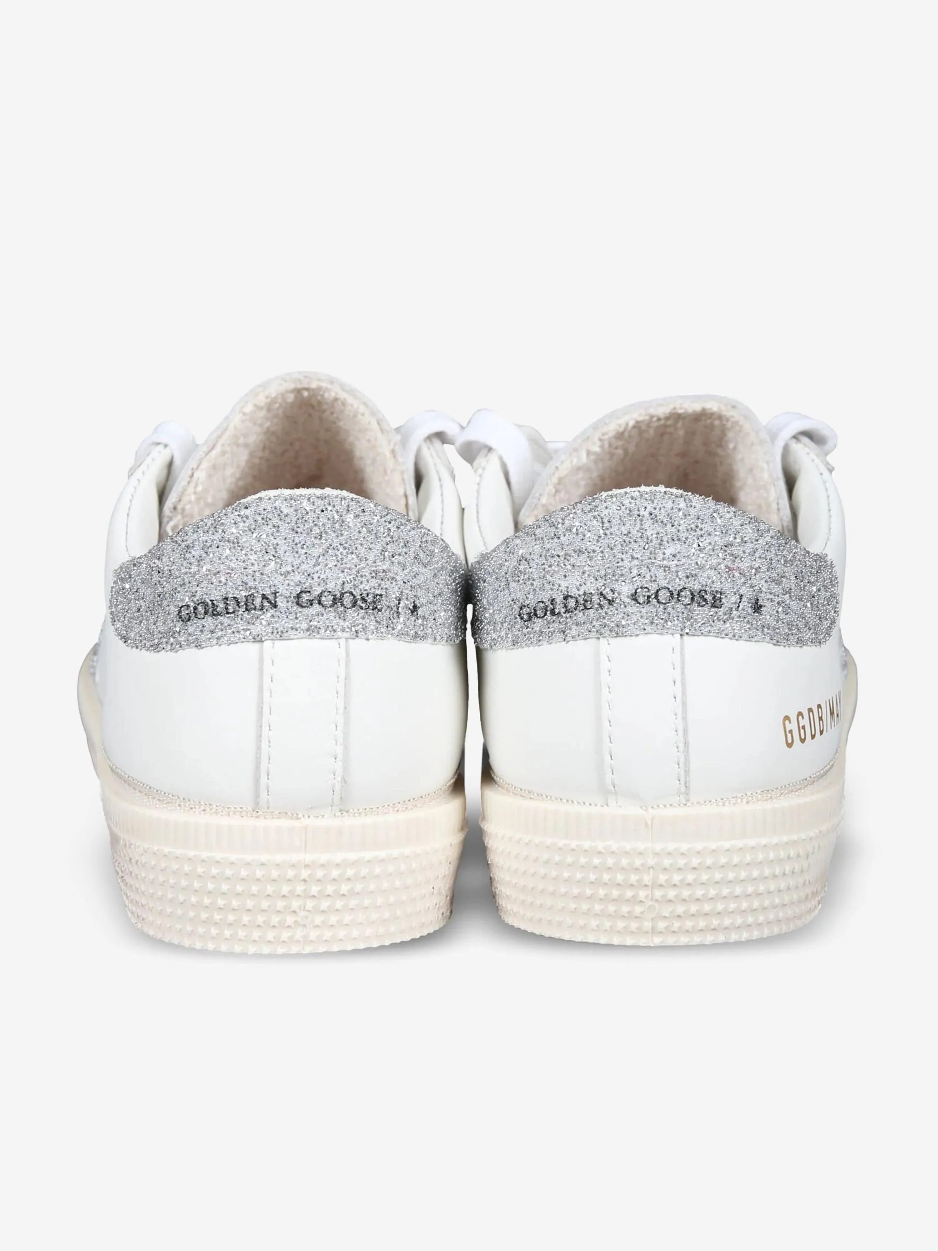 Golden Goose Girls Leather Crystal Star May Trainers in White