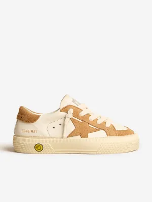 Golden Goose Kids May Suede Toe And Heel Trainers in Cream