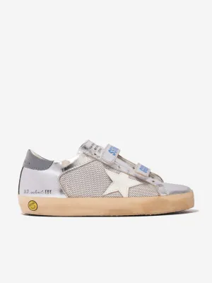 Golden Goose Kids Old School Leather And Net Star Trainers in Silver