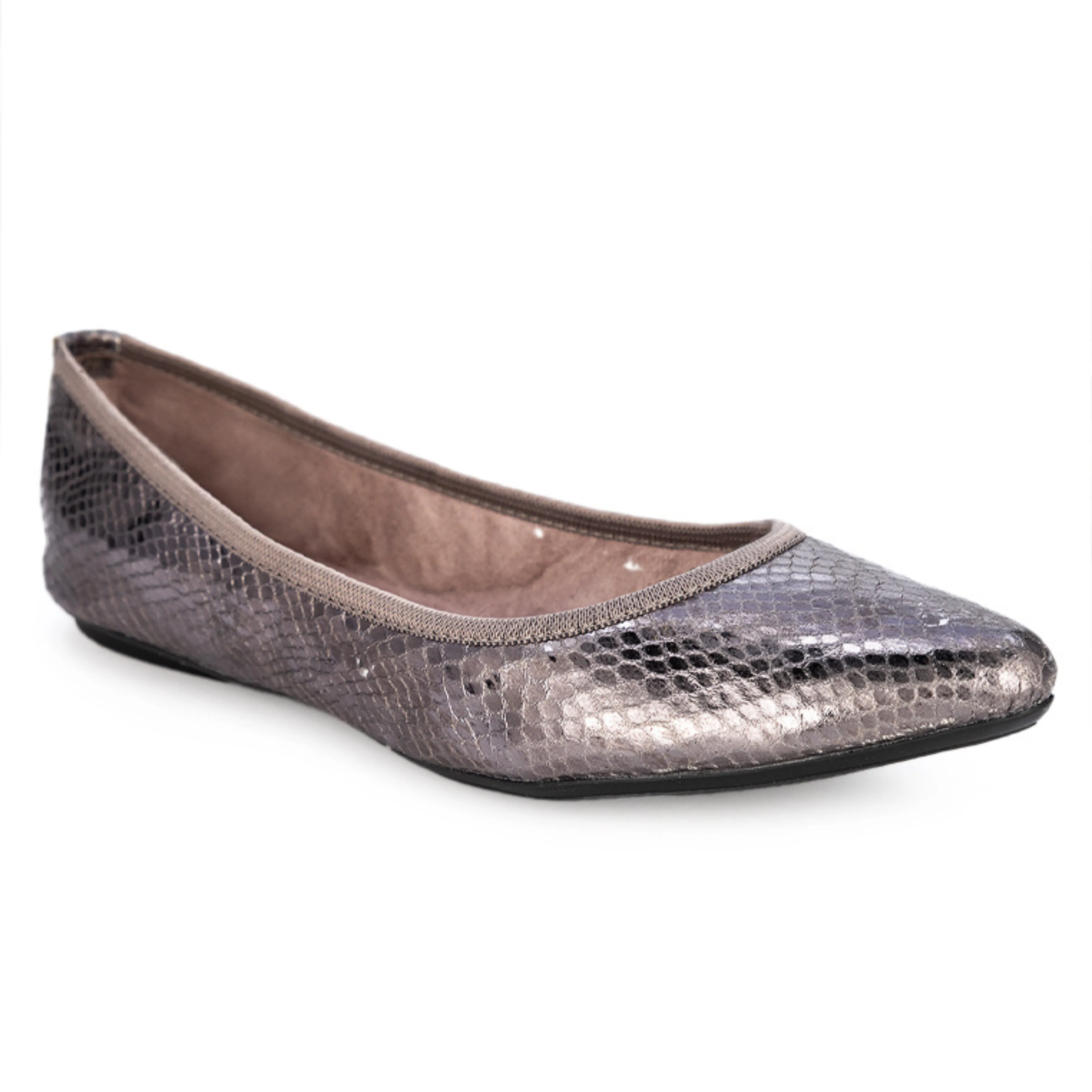 JANEY Ballet Flat Shoes - Pewter Snake