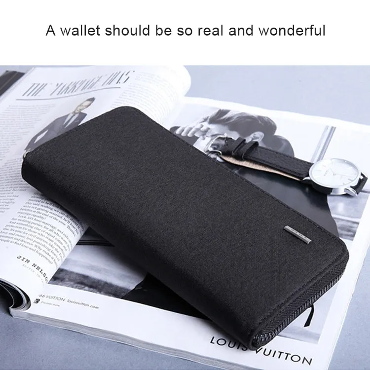 KAKA Men Long Wallet Oxford Cloth Hand Bag Simple Fashion Student Wallet(Black)