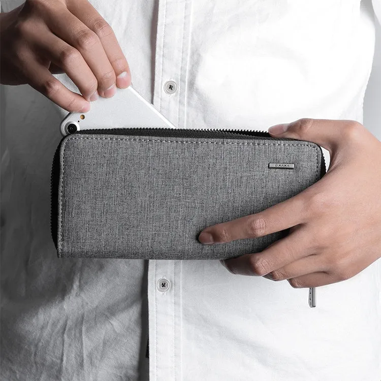 KAKA Men Long Wallet Oxford Cloth Hand Bag Simple Fashion Student Wallet(Grey)