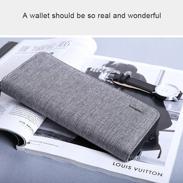 KAKA Men Long Wallet Oxford Cloth Hand Bag Simple Fashion Student Wallet(Grey)