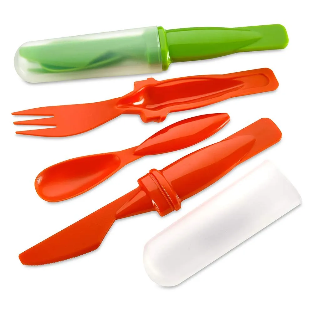 Katzco Plastic Camping Cutlery Set - 2 Pack - for Hiking, Climbing, Biking, Outdoors