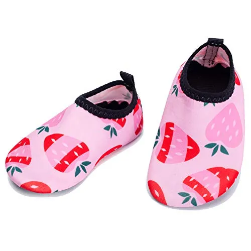 L-RUN Soft Barefoot Shoes Aqua Socks for Girls Beach Swimming Surf Pool Pink 0-6 Month=EU15-16