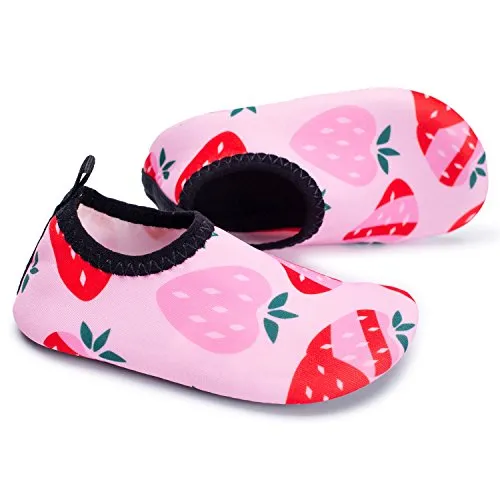 L-RUN Soft Barefoot Shoes Aqua Socks for Girls Beach Swimming Surf Pool Pink 0-6 Month=EU15-16