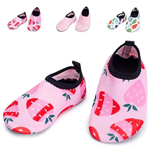 L-RUN Soft Barefoot Shoes Aqua Socks for Girls Beach Swimming Surf Pool Pink 0-6 Month=EU15-16