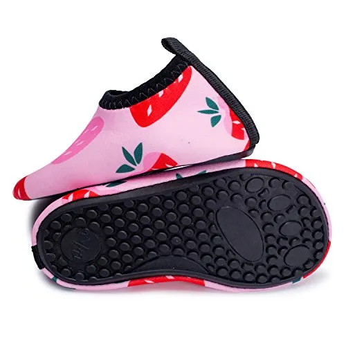 L-RUN Soft Barefoot Shoes Aqua Socks for Girls Beach Swimming Surf Pool Pink 0-6 Month=EU15-16