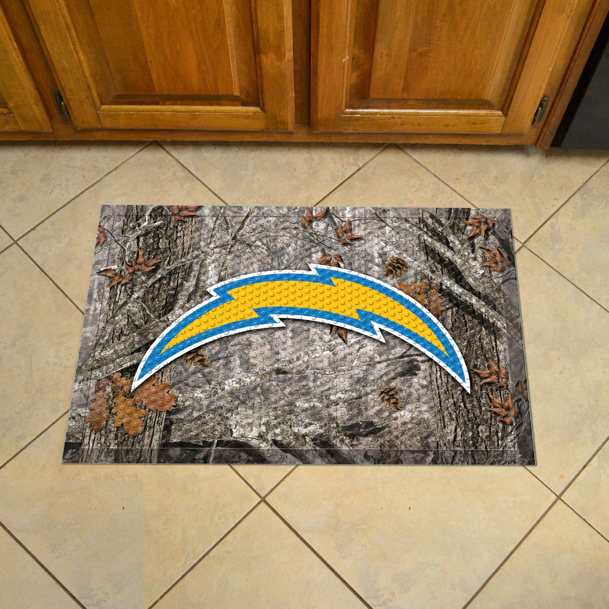 Los Angeles Chargers Rubber Scraper Door Mat Camo