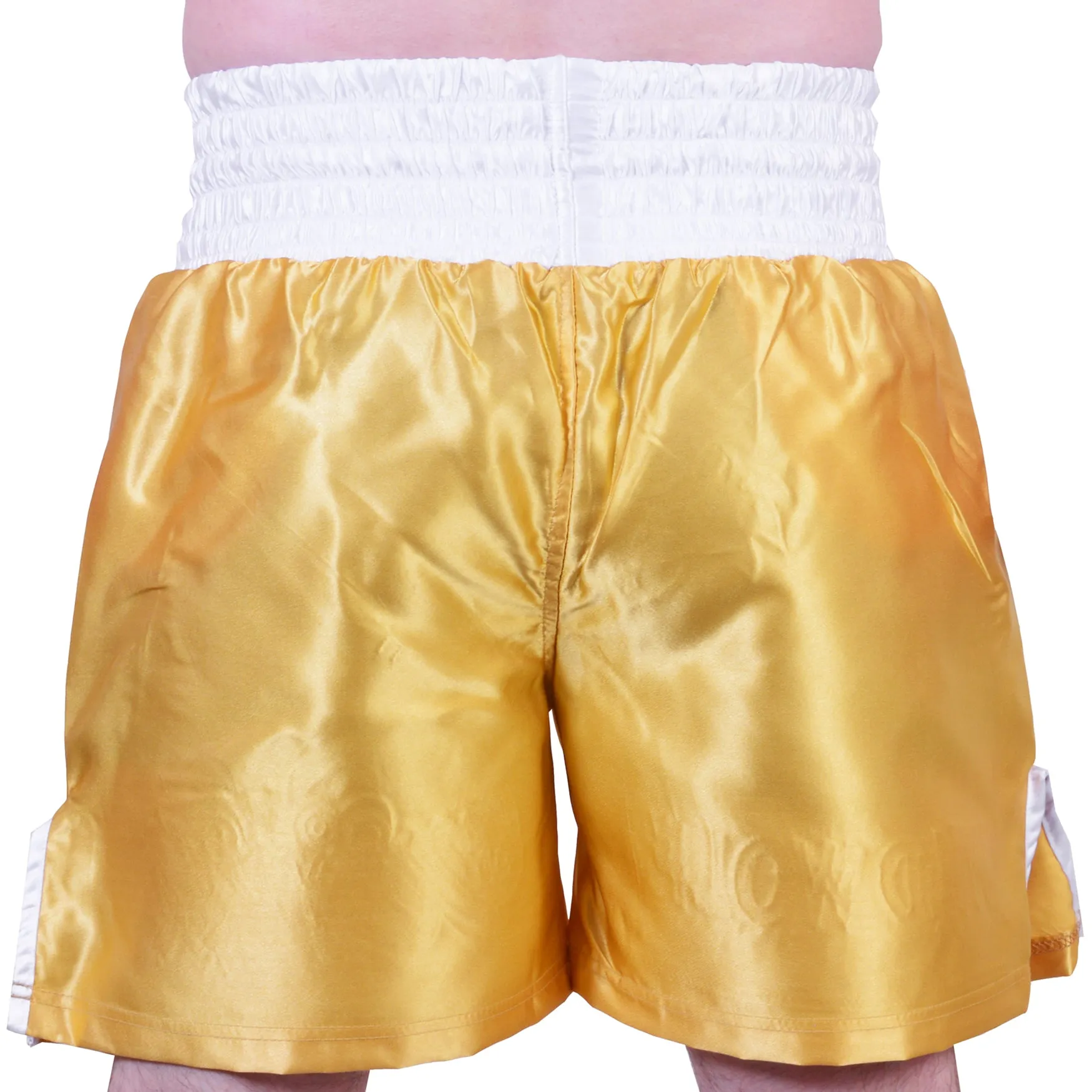 MAR-095I | Gold Kickboxing & K1 Shorts w/ Silver Fox Emblem