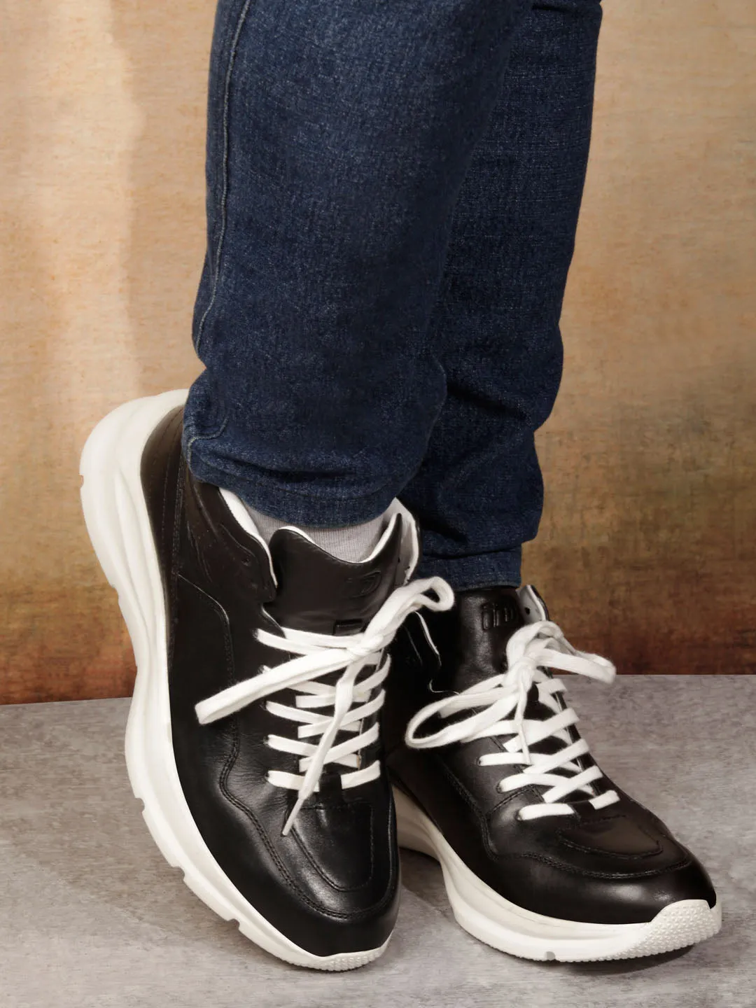 Men Black Leather Sneaker (ID3093)