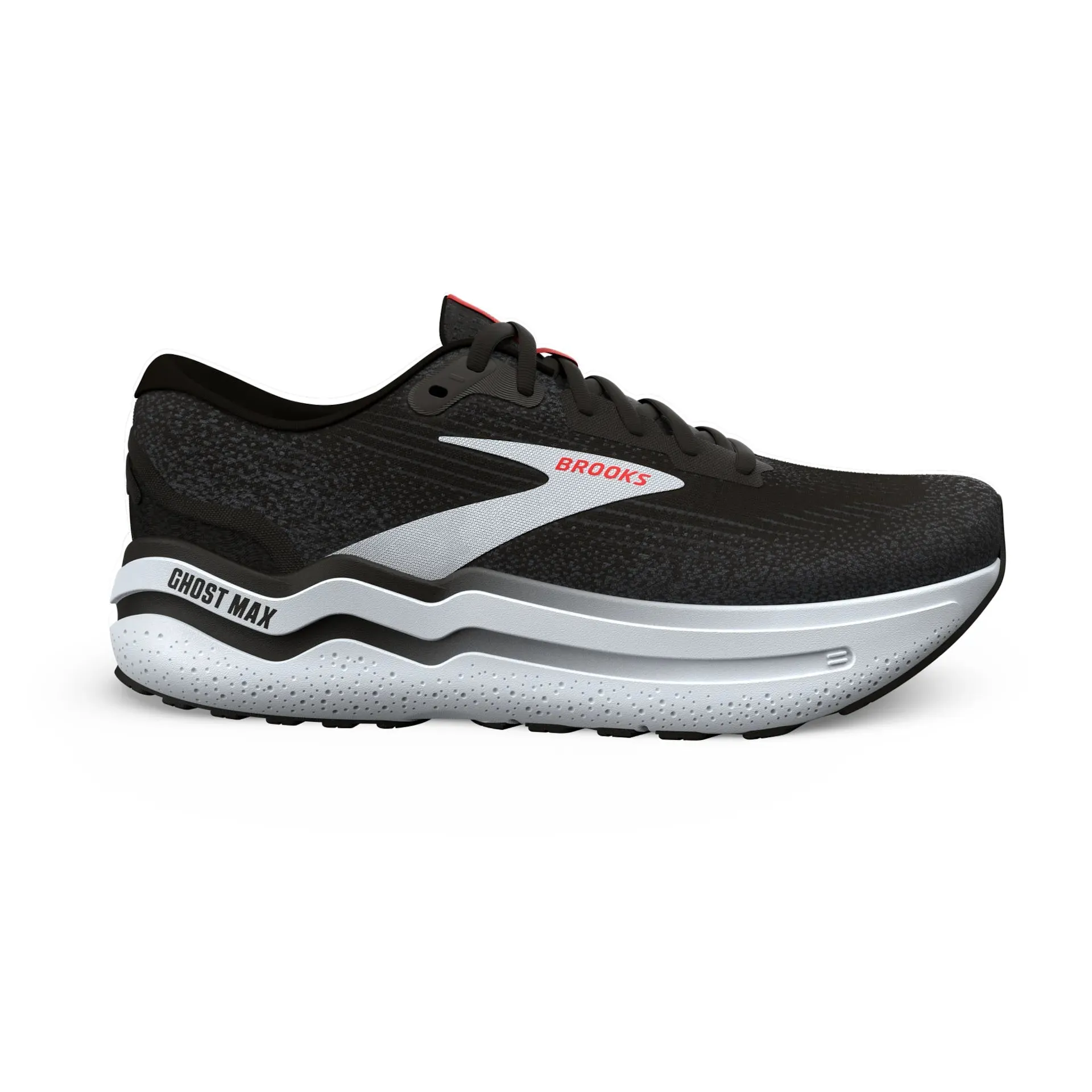 Men's Brooks Ghost Max 2 (Black/White/Fiery Red)